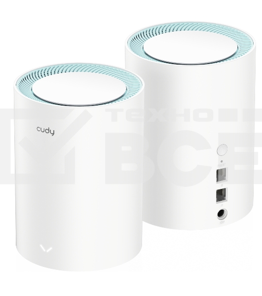 Бесшовный Mesh роутер Cudy M1300 (M1300 2-PACK) AC1200 10/100/1000BASE-TX/Wi-Fi белый (упак.:2шт)
