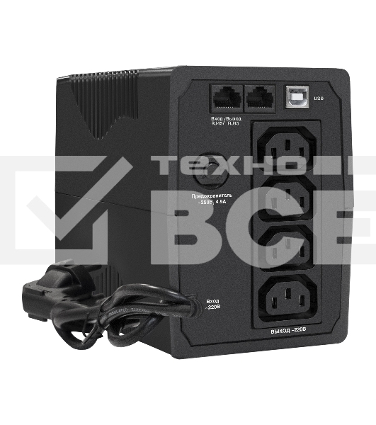 Источник бесперебойного питания ExeGate Power Back BNB-1000.LED.AVR.4C13.RJ.USB <1000VA/550W, LED, AVR, 4*C13, RJ45/11,USB, Black>