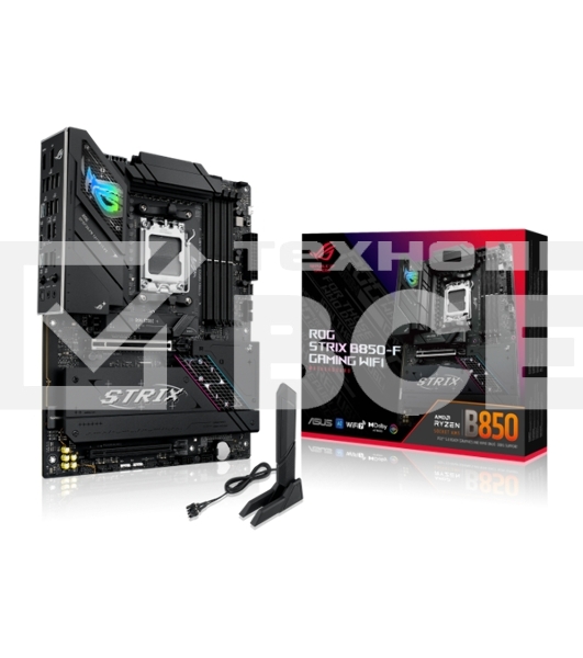 Материнская плата ASUS ROG STRIX B850-F GAMING WIFI, AM5, AMD B850, 4xDDR5, 2xSATA, 4xM.2, 1xPCIe 5.0 x16, 1xPCIe 4.0 x16, 1xPCIe x4, 1xDP, 1xHDMI, 1x2.5Gb LAN, 1xUSB-C 20Gbps, 1xUSB-C 10Gbps, 3xUSB-A 10Gbps, 4xUSB 5Gbps, 4xUSB 2.0, 3x3.5 мм, 7.1, ATX