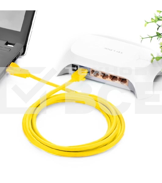 Патч-корд Greenconnect Патч-корд UTP прямой 3 m AWG24 кат.5е,  RJ45,  медь, литой (Желтый), пластик пакет (GCR-LNC02-3.0m )