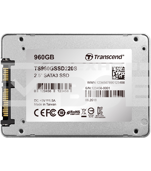 Накопитель SSD Transcend SSD220S, 960Gb, SATA III, 2.5