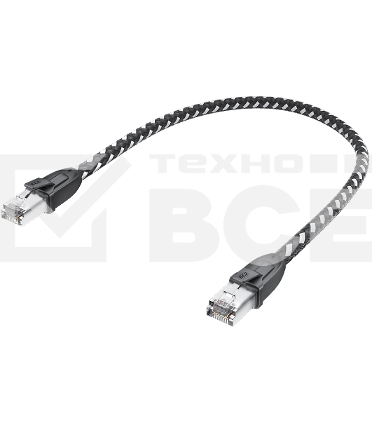 Патч-корд GCR PROF прямой 3.0m, UTP медь кат.6, STRONG черно-белый нейлон, ethernet high speed 10 Гбит/с, T568B, GCR-52778