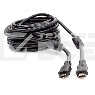 Кабель HDMI Cablexpert CCF2-HDMI4-15M, 19M/19M, v2.0, медь, позол.разъемы, экран, 2 фер.кольца, 15м, черный, пакет