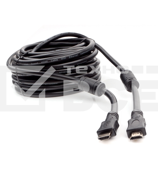 Кабель HDMI Cablexpert CCF2-HDMI4-15M, 19M/19M, v2.0, медь, позол.разъемы, экран, 2 фер.кольца, 15м, черный, пакет