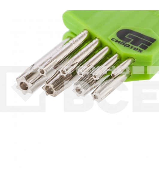 Набор ключей имбусовых Сибртех Tamper-Torx, 9 шт., TT10-TТ50, 45x, закаленные, короткие, никель