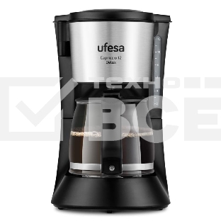Кофеварка капельная Ufesa CG7125 Capriccio 12 DelUX черный/серебристый, исп. кофе - молотый, 1.2 л, 680 Вт.