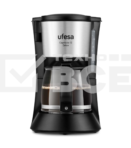 Кофеварка капельная Ufesa CG7125 Capriccio 12 DelUX черный/серебристый, исп. кофе - молотый, 1.2 л, 680 Вт.
