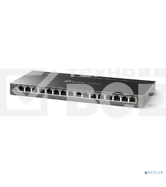 Сетевой коммутатор TP-Link 16-Port Gigabit Easy Smart Switch, 16 Gigabit RJ45 Ports, Desktop Steel Case, MTU/Port/Tag-based VLAN, QoS, IGMP Snooping, Web/Utility Management