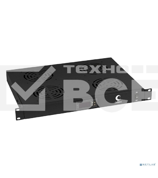 Вентиляторный модуль Cabeus, 19', 220V, 1U, 45х485х320 мм (ВхШхГ), вентиляторов: 4, поток: 600 м3/ч, для шкафов, черный