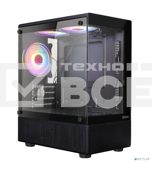 Компьютерный корпус Ginzzu RX670 mATX FAN 12CM FRGb*3