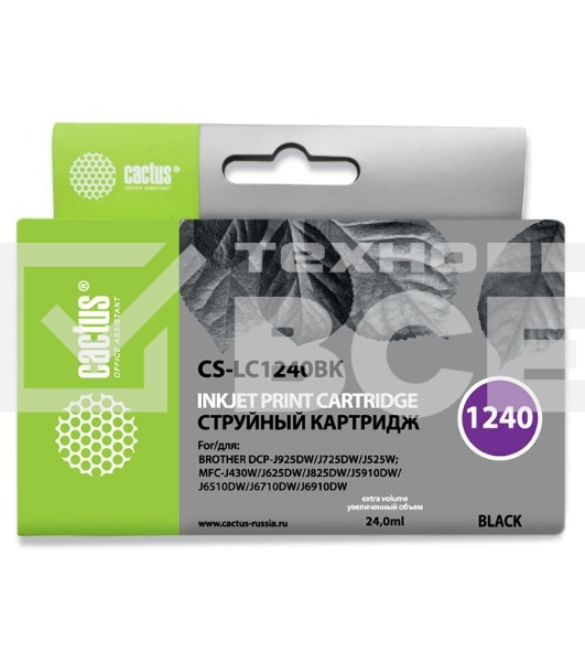 Картридж струйный Cactus CS-LC1240BK черный (24 мл) для Brother MFC-J6510/6910DW