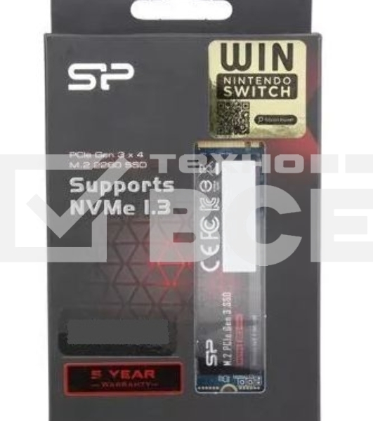 Накопитель SSD Silicon Power P34A60, 1Tb, PCIe 3.0 x4, M.2 2280, NVMe, R/W 2200/1600