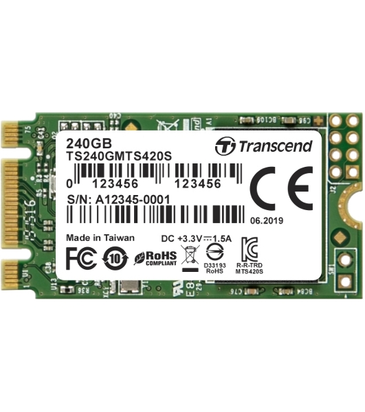 Накопитель SSD 240GB Transcend MTS420, 3D NAND, M.2[R/W - 560/500 MB/s]