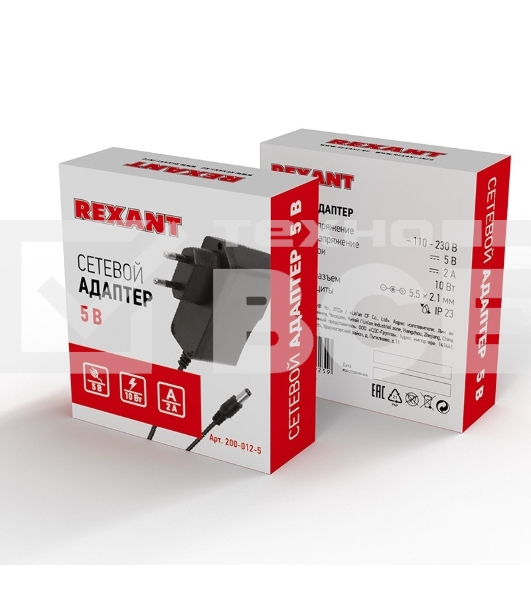 Источник питания 110-220 V AC/5 V DC 2 А 10 W с DC разъемом подключения 5.5х2.1, без влагозащиты (IP23)