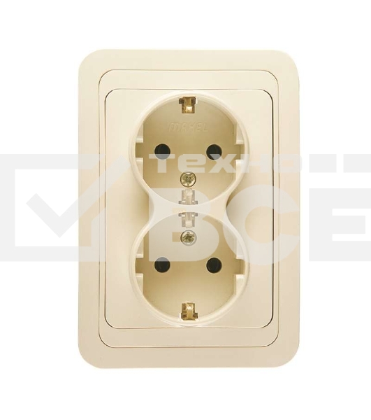 Розетка 2-м СП Mimoza 16А IP20 с заземл. крем/крем Makel 25082