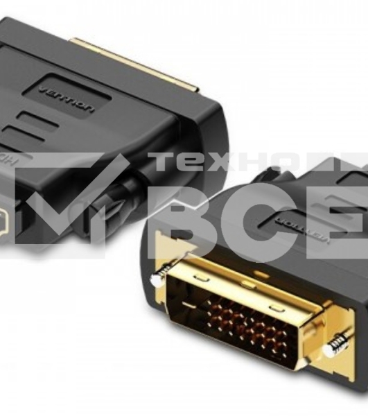 Адаптер-переходник Vention DVI 24+1 M/ HDMI 19F Двунаправленный