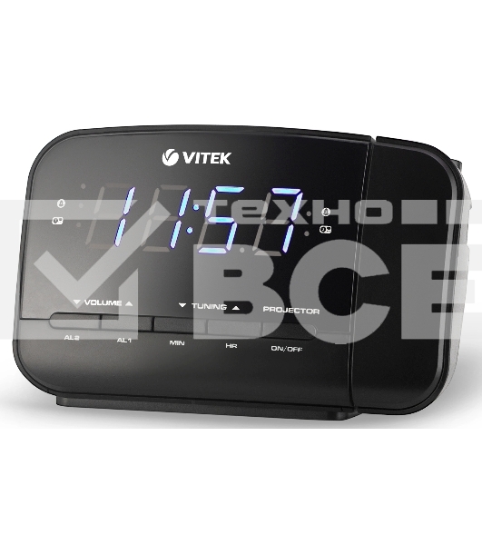 Радиочасы Vitek VT-6611(BK) FM 87,5-108,0 МГц, AM 522-1620 KГц.Размер дисплея	0,9 дюйм.
