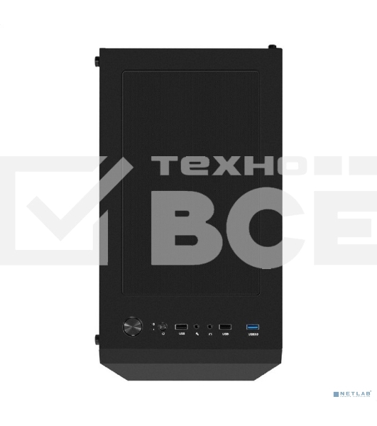 Корпус Miditower ExeGate EVO-8227 (ATX, без БП, 2*USB+1*USB3.0+HD Audio, черный, 3 вент. с RGB подсветкой, боковая панель - закаленное стекло)