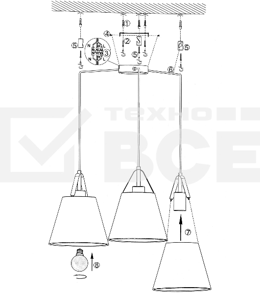 Светильник подвесной HIPER H155-2 3E2740Вт BLACK