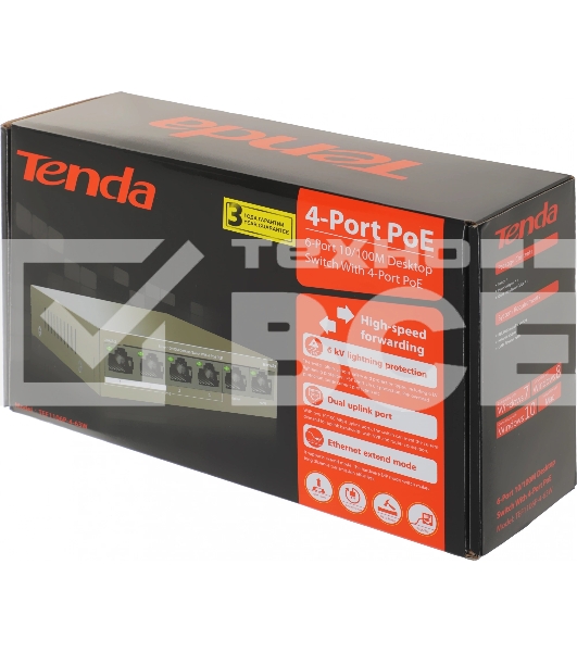 Коммутатор Tenda TEF1106P-4-63W 6PORT 100M 4POE