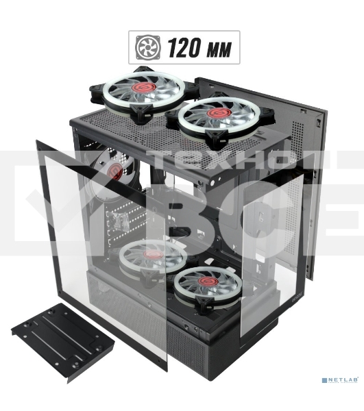 Компьютерный корпус Ginzzu RX670 mATX FAN 12CM FRGb*3