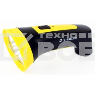 Фонарь LED 3804M (аккум. 220В черный/жел. 4 LED SLA пласт. коробка) Ultraflash 12867