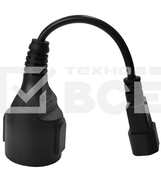 Удлинитель, вилка C14 - розетка Schuko, 3х0.75, 220 В, 10А, черный, 0.2 метра