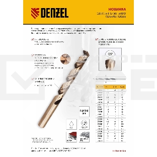 Сверло по металлу, 4,5 мм, HSS Co-8% Denzel