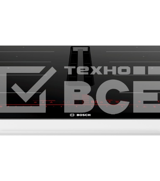 Индукционная варочная поверхность Bosch PXX875D67E с вытяжкой, черная, ширина 80см, 4 зоны нагрева, которые можно обьединить в две зоны FlexInduction, управление DirectSelect Premium, функции HomeConnect: удаленная диагностика, контроль и мониторинг, функ