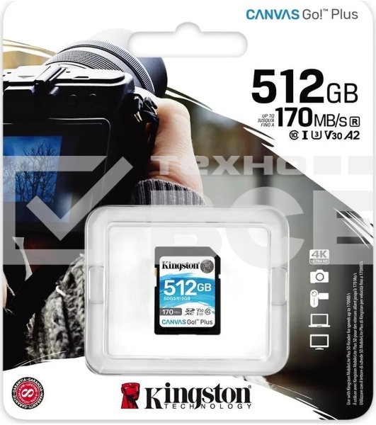 Флеш карта SD 512GB Kingston SDXC Class 10 UHS-I U3 V30 Canvas Go Plus 170MB/s