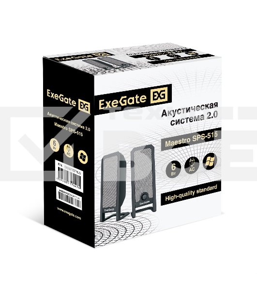 Акустическая система 2.0 ExeGate Maestro SPS-515 (Активная, питание 220В, 2х3Вт, 30-18000Гц, цвет черный, Color Box)