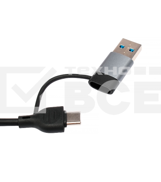 Картридер Type-C/USB-A (3.1) Gembird FD2-MSD-3, 5в1: 2xUSB2.0, USB3.1, SD/TF, кабель 10см, алюминий