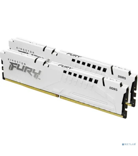 Оперативная память Kingston Fury Beast, DDR5, 32GB (2x16GB), 5200MHz, CL40, DIMM, с радиаторами, белый