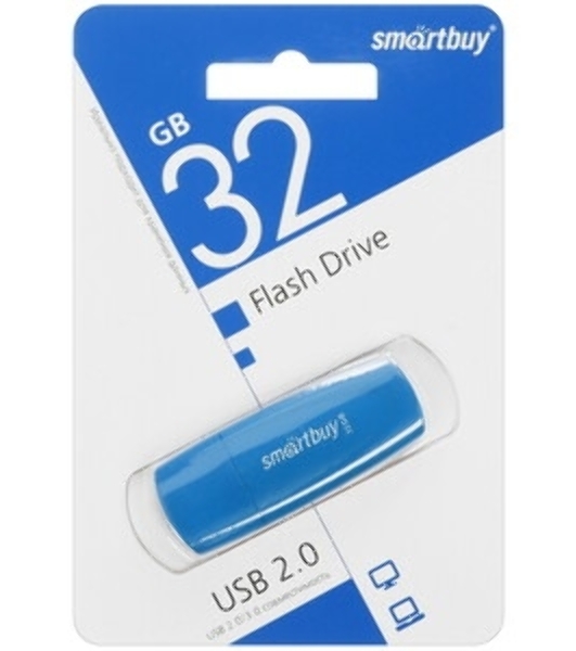 Флешка USB Smartbuy Scout Blue (SB032Gb2SCB), 32Gb, USB 2.0, R/W 13/8, синий
