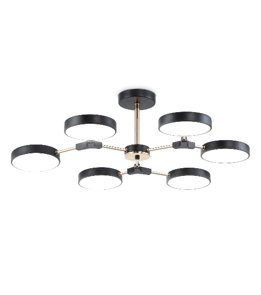 Люстра светодиодная на штанге Ambrella light FL516334/6 BK/FGD черный/золото 108W 3000-6000K D780*210 (без ПДУ)