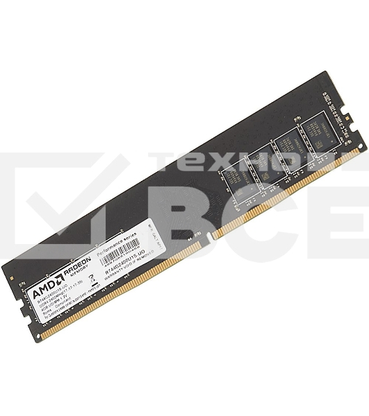 Оперативная память AMD 4GB DDR4 2400 DIMM(R744G2400U1S-UO) Performance Series, 1.2V, Non-ECC, CL15, Bulk