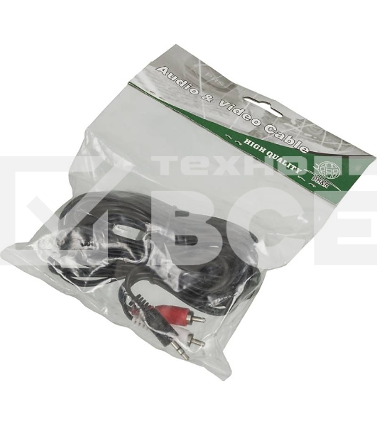 Кабель аудио Ningbo JAAC010-5 2хRCA (m)/Jack 3.5 (m) 5м. черный