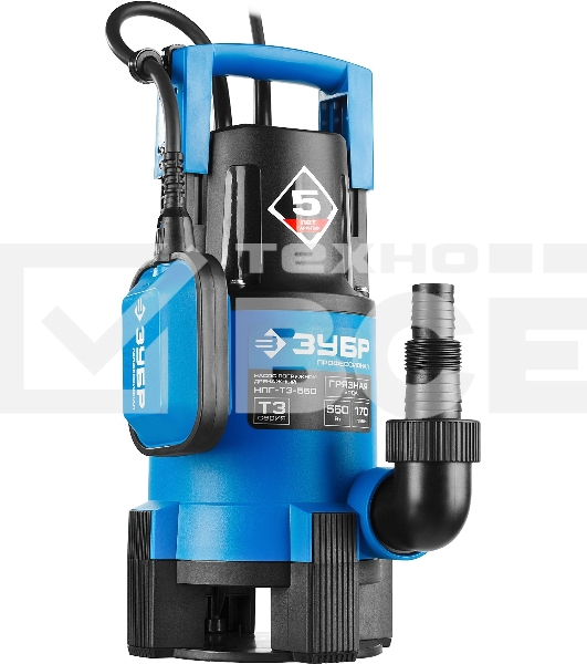 Насос ЗУБР НПГ-Т3-550 профессионал т3 погружной дренажный для грязной воды d частиц до 35мм 550Вт