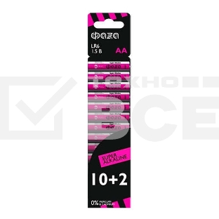 Элемент питания алкалиновый LR6 Super Alkaline SBL-10+2 (уп.12шт) ФАZА 2854582, 1.5 В