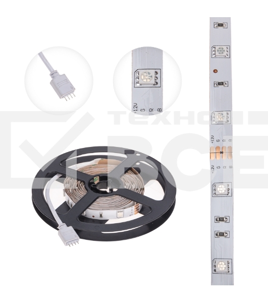 Лента LED 3 м 12 В 3030 RGB IP23 30 LED/м для БП с клеммами LAMPER