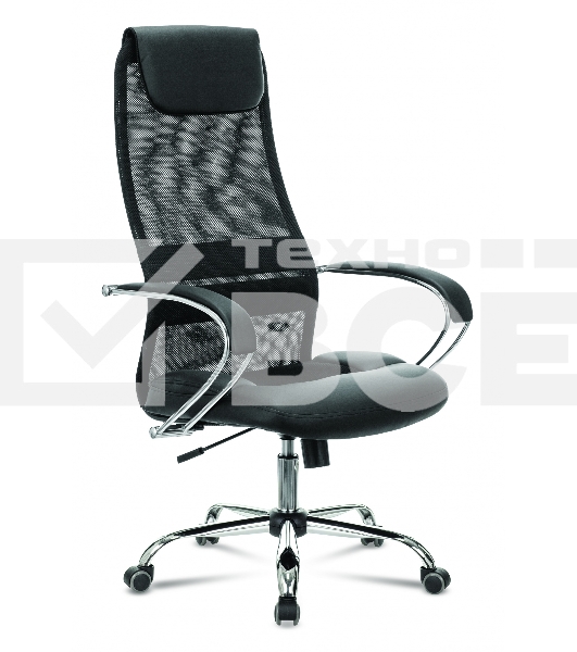 Кресло руководителя Бюрократ CH-608SL/BLACK TW-01 TW-11 черный, искусст.кожа/ткань, крестовина хром, спинка сетка