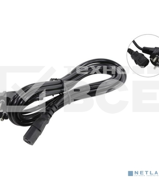 Кабель питания ExeGate Power PC-3P (Евровилка угловая Schuko->С13) VDE-250V-3*0.75-CU, 10A, 3м