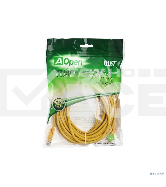 Патчкорд литой 'Aopen' UTP кат.5е 10м желтый 
