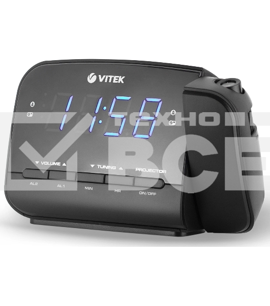 Радиочасы Vitek VT-6611(BK) FM 87,5-108,0 МГц, AM 522-1620 KГц.Размер дисплея	0,9 дюйм.
