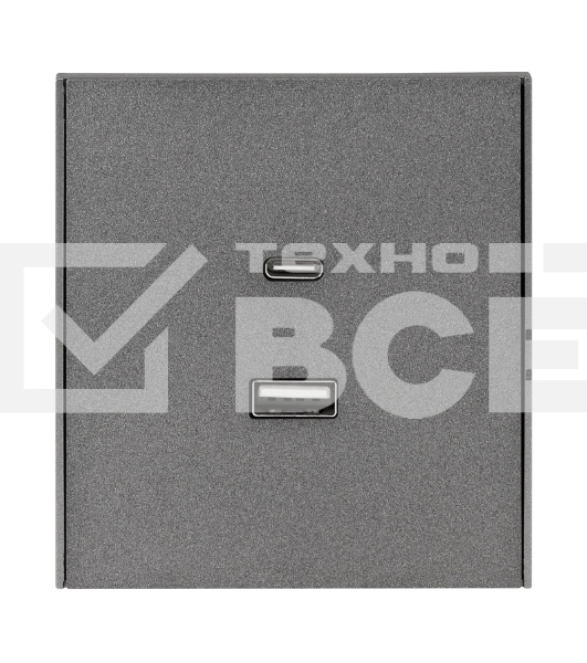 Розетка Kranz STRONG USB-A+Type-C 3А с функцией быстрой зарядки графит