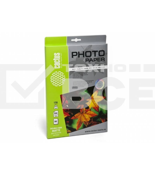 Фотобумага Cactus CS-MA417050DS матовая двусторонняя A4 170 г/м2 50 листов