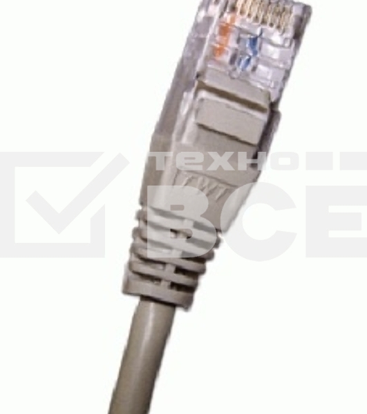 Патч-корд 2-х парный TWT UTP кат.5e, с заливными колпачками, 1.0 м, серый