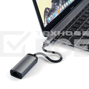 Адаптер Satechi Type-C to Gigabit Ethernet. Поддержка 10/100/1000Mbps Ethernet. Цвет серый космос.