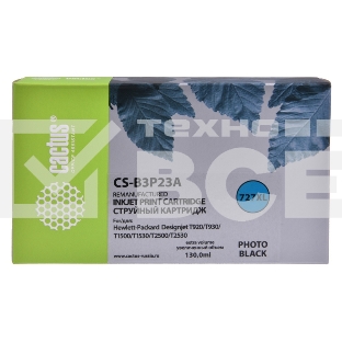 Картридж струйный Cactus CS-B3P23A №727 фото черный (130 мл) для HP DJ T920/T1500