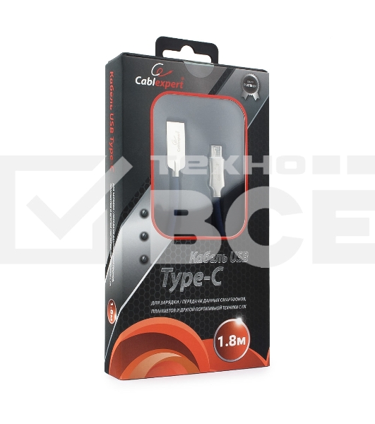 Кабель USB 2.0 Cablexpert CC-P-USBC02Bl-1.8M, AM/Type-C, серия Platinum, длина 1.8м, синий, блистер
